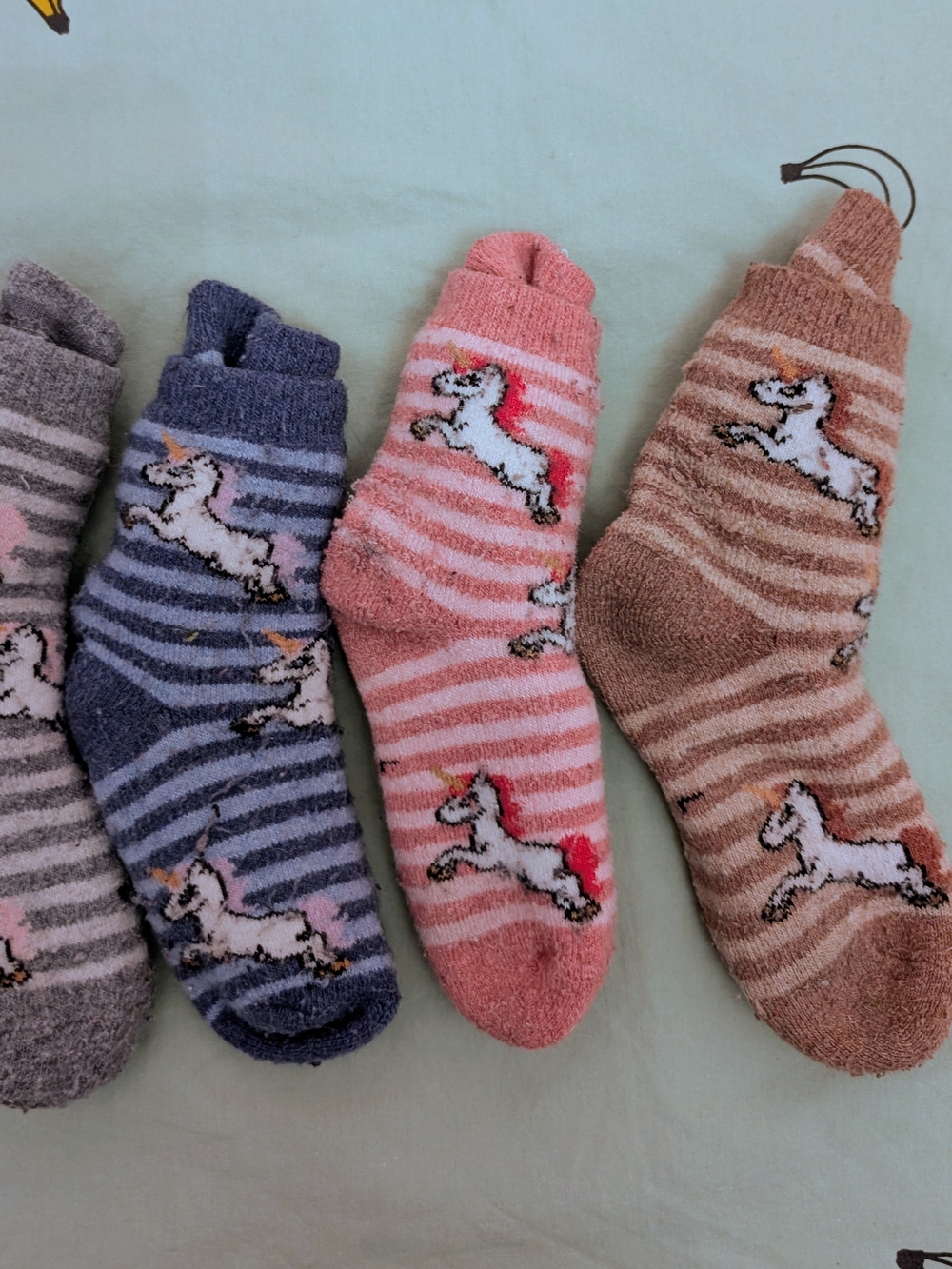 Wool Unicorn Socks - Pink, Blue, Brown, Grey; Age 4-7